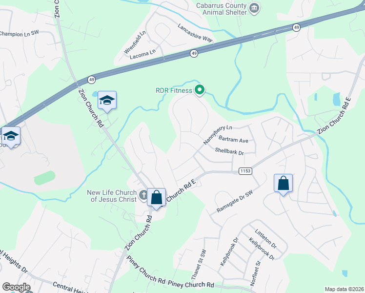 map of restaurants, bars, coffee shops, grocery stores, and more near 4296 Long Arrow Drive in Concord