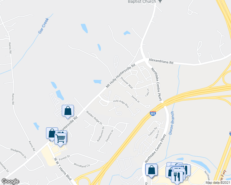 map of restaurants, bars, coffee shops, grocery stores, and more near 10129 Reindeer Way Lane in Charlotte