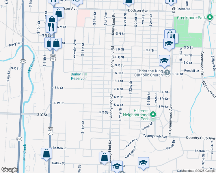 map of restaurants, bars, coffee shops, grocery stores, and more near 2200 Jenny Lind Road in Fort Smith