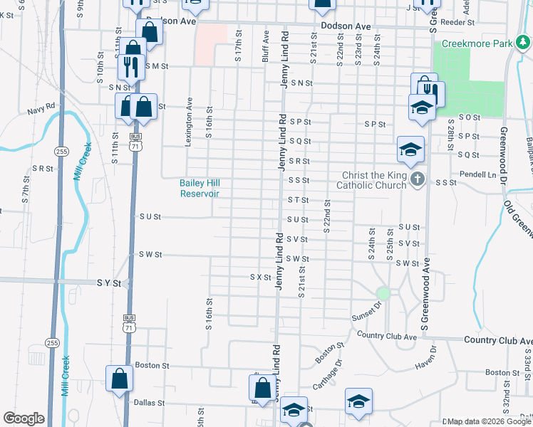map of restaurants, bars, coffee shops, grocery stores, and more near 2200 Jenny Lind Road in Fort Smith