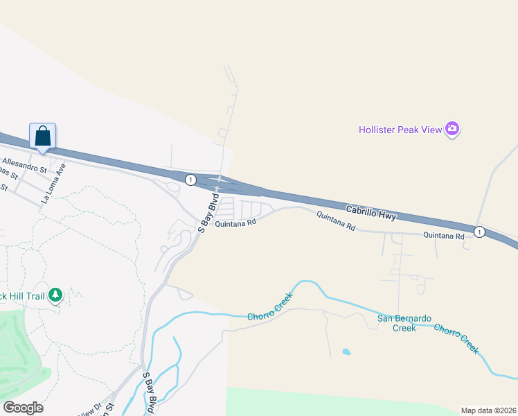 map of restaurants, bars, coffee shops, grocery stores, and more near 513 Allepo Drive in Morro Bay