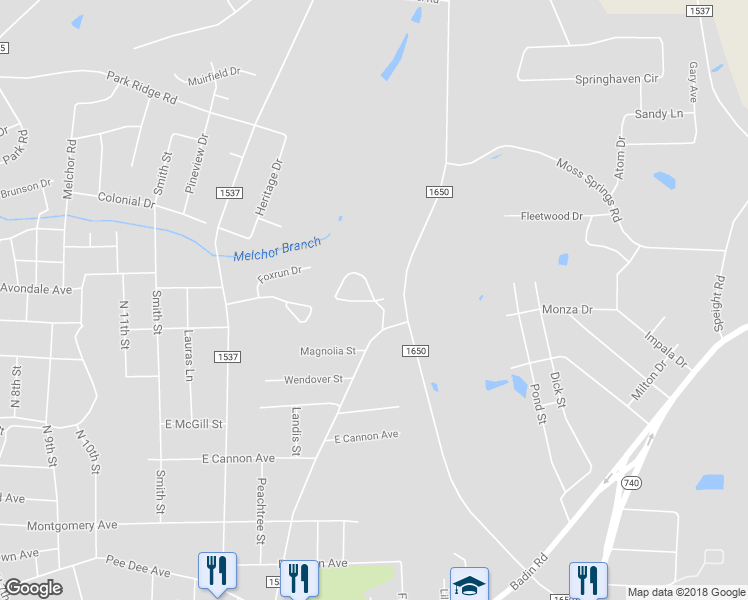 map of restaurants, bars, coffee shops, grocery stores, and more near 905 Chimneys Lane in Albemarle