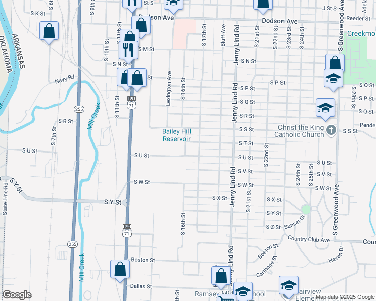 map of restaurants, bars, coffee shops, grocery stores, and more near 2113 South 16th Street in Fort Smith