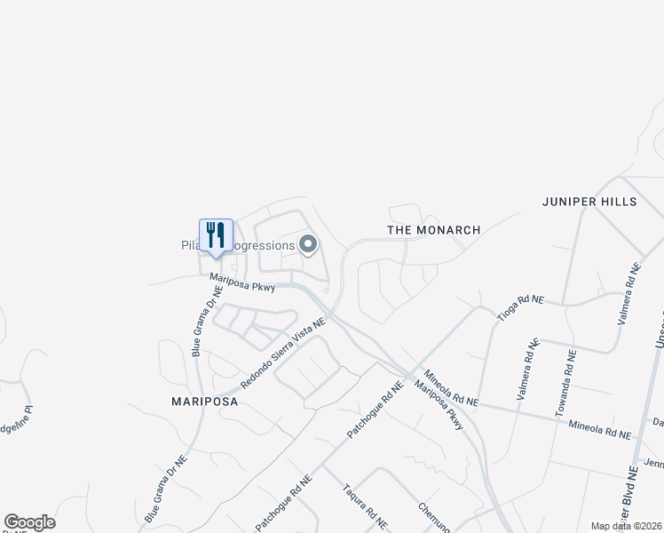 map of restaurants, bars, coffee shops, grocery stores, and more near 3007 Kings Canyon Loop Northeast in Rio Rancho