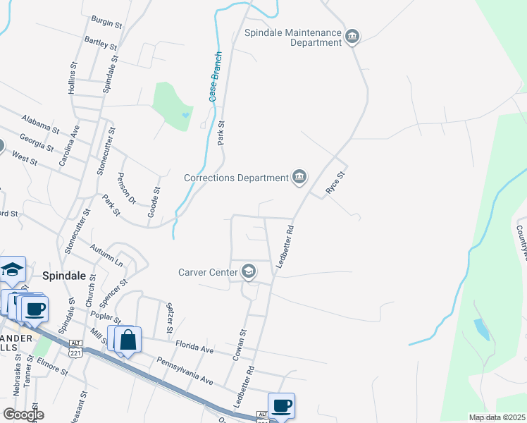 map of restaurants, bars, coffee shops, grocery stores, and more near 122 Collett Street in Rutherfordton