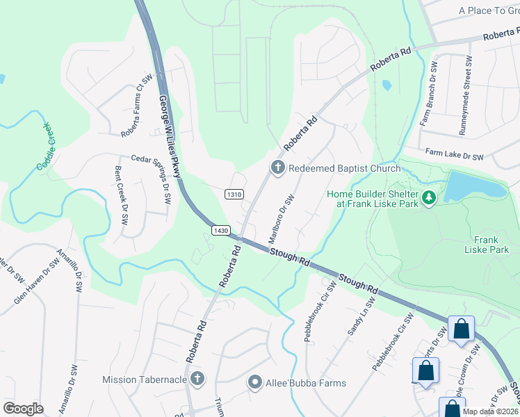 map of restaurants, bars, coffee shops, grocery stores, and more near 3813 Roberta Church Road in Concord