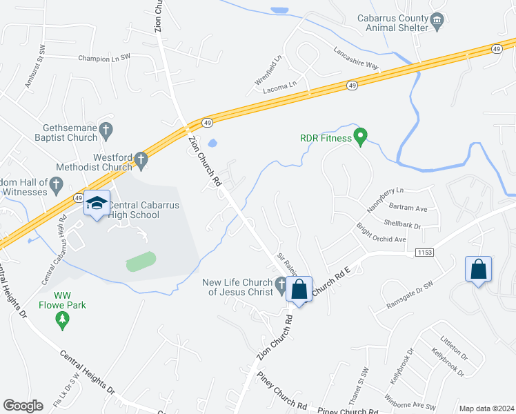 map of restaurants, bars, coffee shops, grocery stores, and more near 677 Continental Drive in Concord