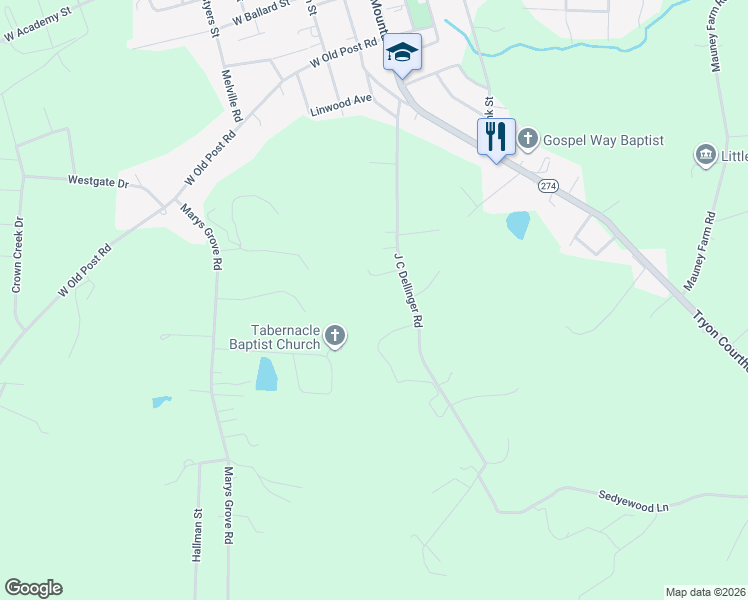 map of restaurants, bars, coffee shops, grocery stores, and more near 528 J C Dellinger Road in Cherryville