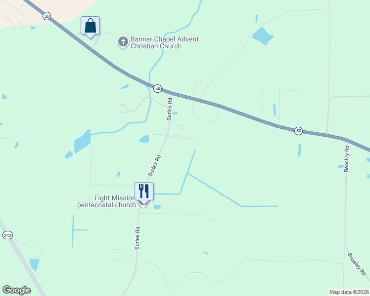 map of restaurants, bars, coffee shops, grocery stores, and more near 215 Surles Road in Benson