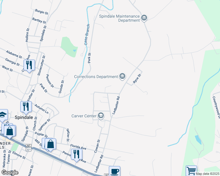 map of restaurants, bars, coffee shops, grocery stores, and more near 122 Collett Street in Rutherfordton