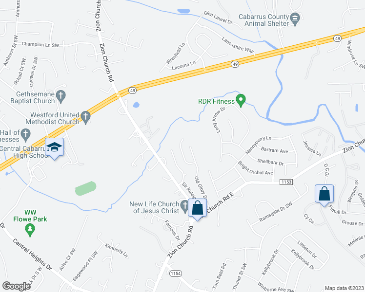 map of restaurants, bars, coffee shops, grocery stores, and more near 327 Olde North Church Drive in Concord