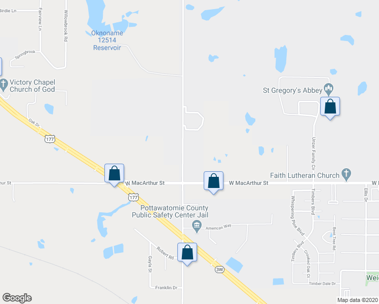 map of restaurants, bars, coffee shops, grocery stores, and more near 13807 Acme Road in Shawnee