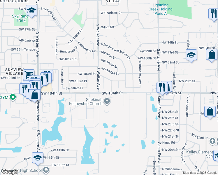 map of restaurants, bars, coffee shops, grocery stores, and more near 10417 South Hudson Avenue in Oklahoma City