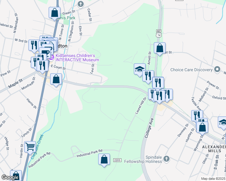 map of restaurants, bars, coffee shops, grocery stores, and more near 378 Charlotte Road in Rutherfordton