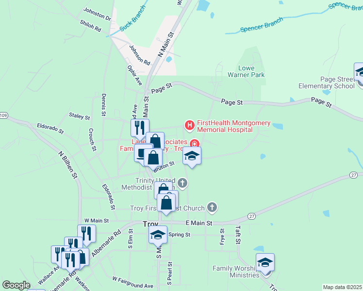 map of restaurants, bars, coffee shops, grocery stores, and more near 513 Allen Street in Troy