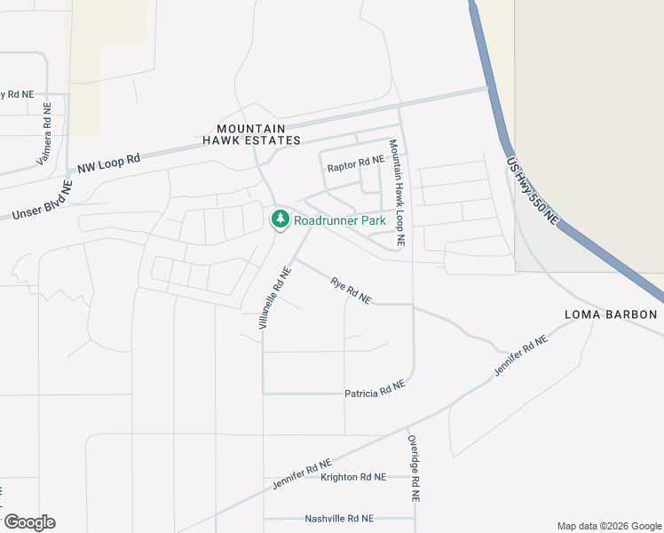 map of restaurants, bars, coffee shops, grocery stores, and more near 4625 Rye Road Northeast in Rio Rancho