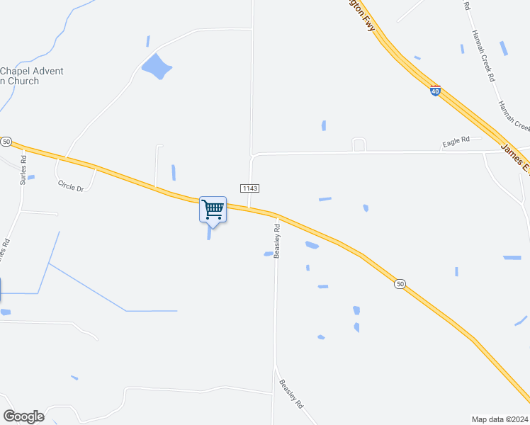 map of restaurants, bars, coffee shops, grocery stores, and more near Highway 50 in Benson
