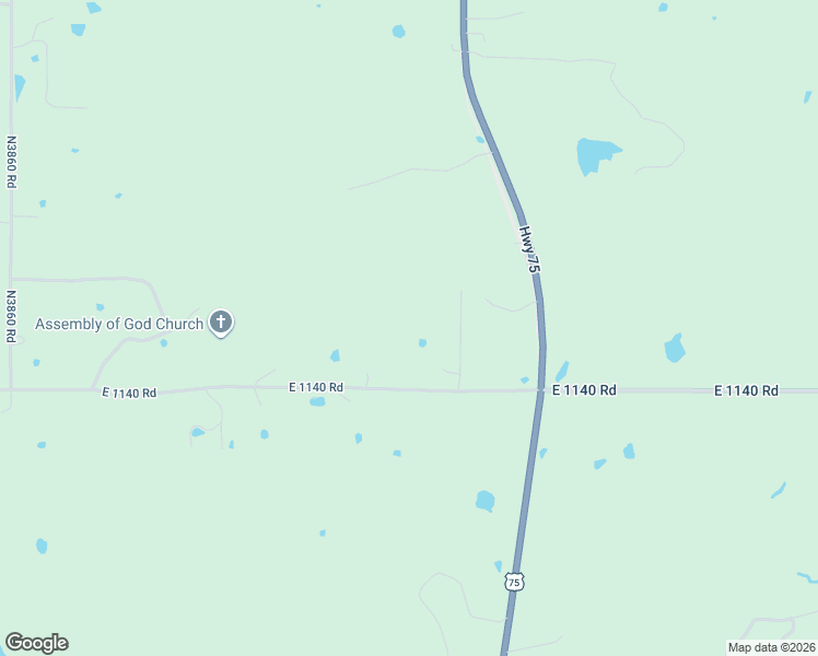 map of restaurants, bars, coffee shops, grocery stores, and more near E1140 Road in Weleetka
