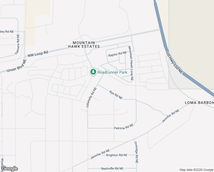 map of restaurants, bars, coffee shops, grocery stores, and more near 4625 Rye Road Northeast in Rio Rancho