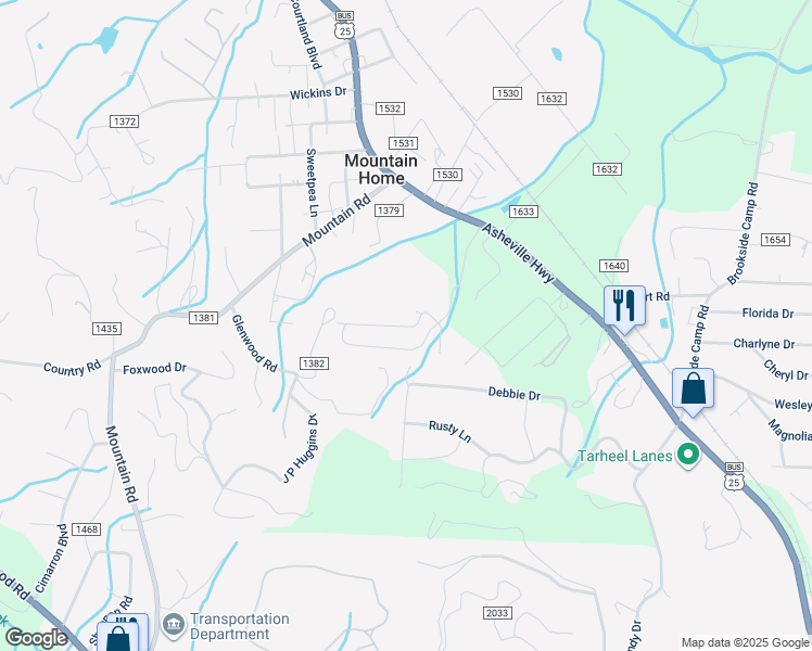 map of restaurants, bars, coffee shops, grocery stores, and more near 3258 Heritage Circle in Hendersonville