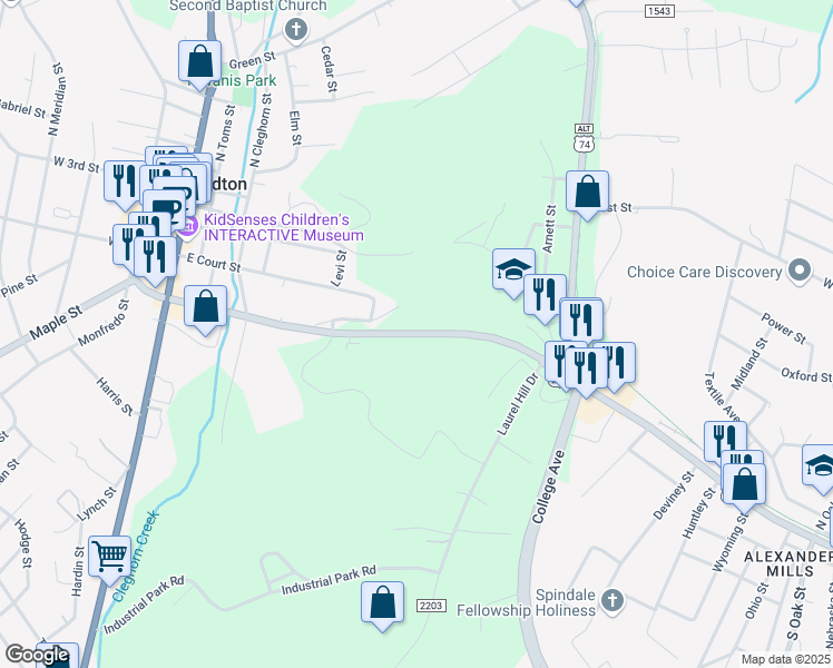 map of restaurants, bars, coffee shops, grocery stores, and more near 378 Charlotte Road in Rutherfordton