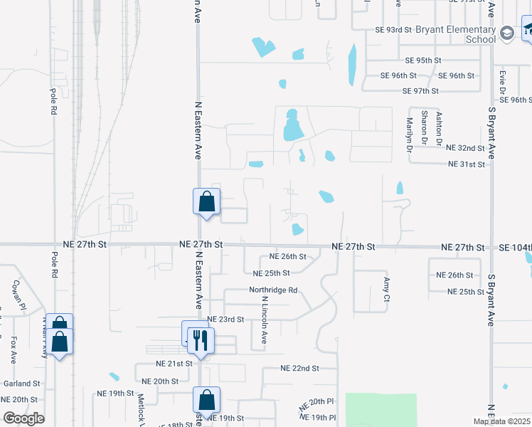 map of restaurants, bars, coffee shops, grocery stores, and more near 3005 Brookstone Court in Moore