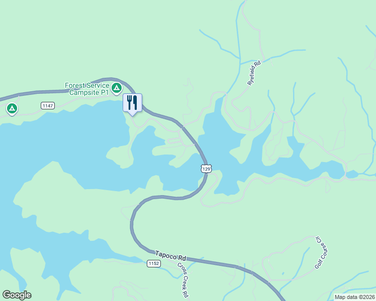 map of restaurants, bars, coffee shops, grocery stores, and more near 63 Santeetlah Shores Road in Robbinsville