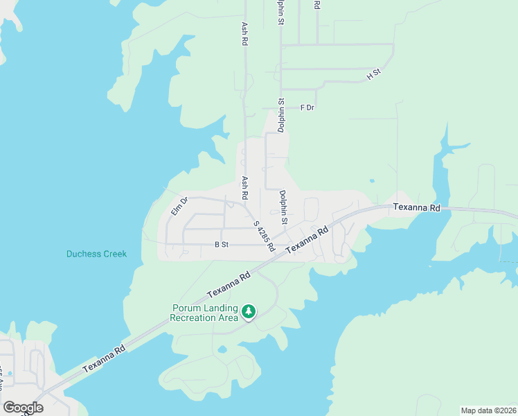 map of restaurants, bars, coffee shops, grocery stores, and more near 113783 South 4285 Road in Porum