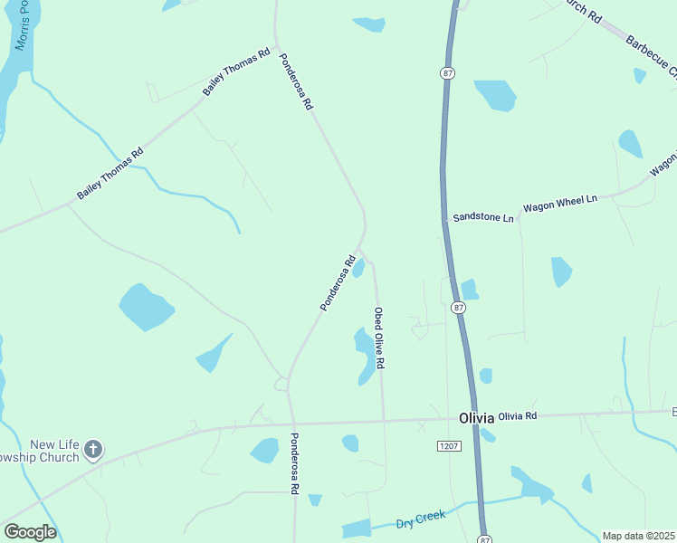 map of restaurants, bars, coffee shops, grocery stores, and more near 6131 Ponderosa Road in Sanford