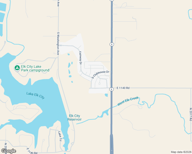 map of restaurants, bars, coffee shops, grocery stores, and more near 1-59 Clubhouse Court in Elk City