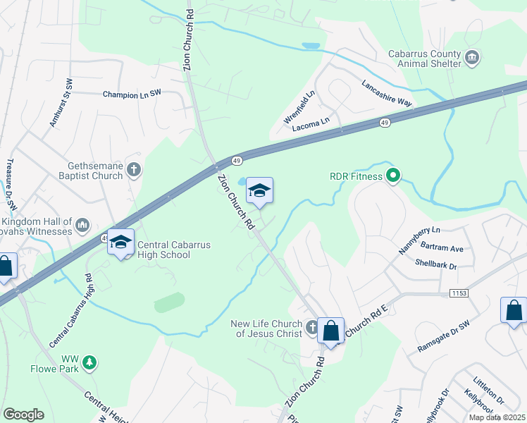 map of restaurants, bars, coffee shops, grocery stores, and more near 3724 Patriots Pointe Drive in Concord