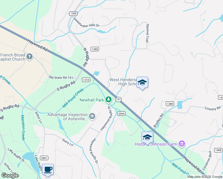 map of restaurants, bars, coffee shops, grocery stores, and more near 122 Crestview Drive in Hendersonville