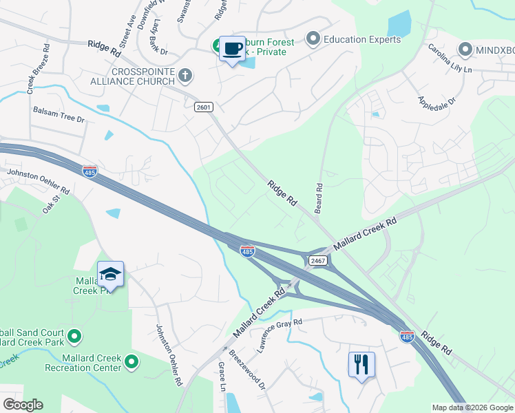 map of restaurants, bars, coffee shops, grocery stores, and more near in Charlotte