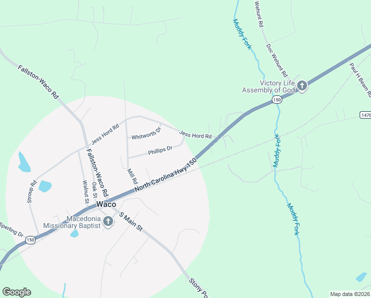 map of restaurants, bars, coffee shops, grocery stores, and more near 456 Phillips Drive in Cherryville