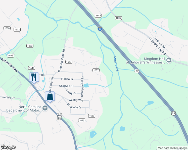 map of restaurants, bars, coffee shops, grocery stores, and more near 3013 Chestnut Tree Road in Hendersonville