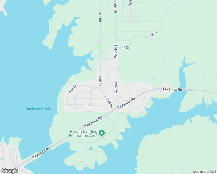 map of restaurants, bars, coffee shops, grocery stores, and more near 113872 South 4286 Road in Porum