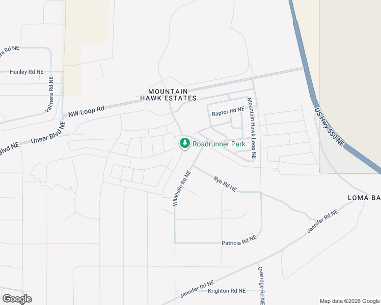 map of restaurants, bars, coffee shops, grocery stores, and more near Villanelle Road Northeast in Rio Rancho