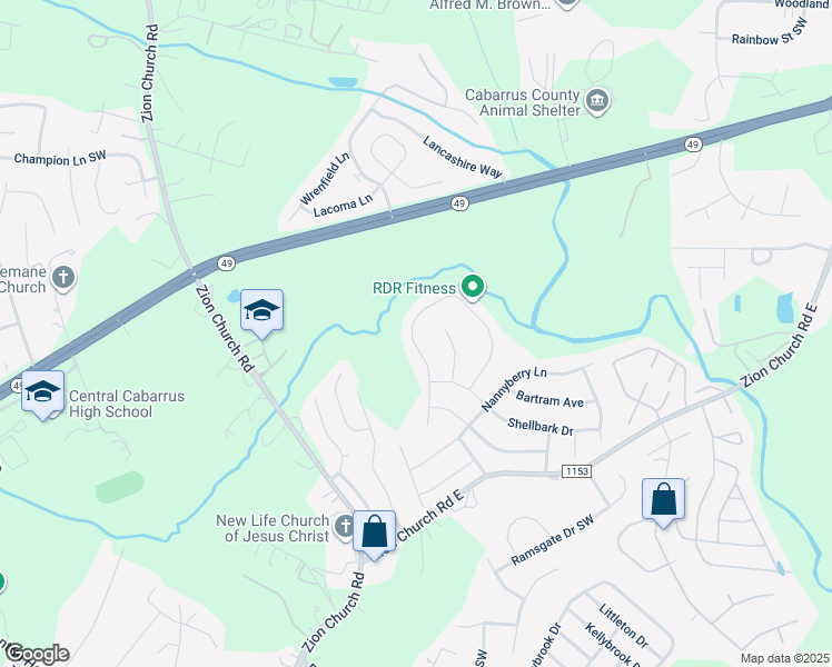 map of restaurants, bars, coffee shops, grocery stores, and more near 4175 Long Arrow Drive in Concord