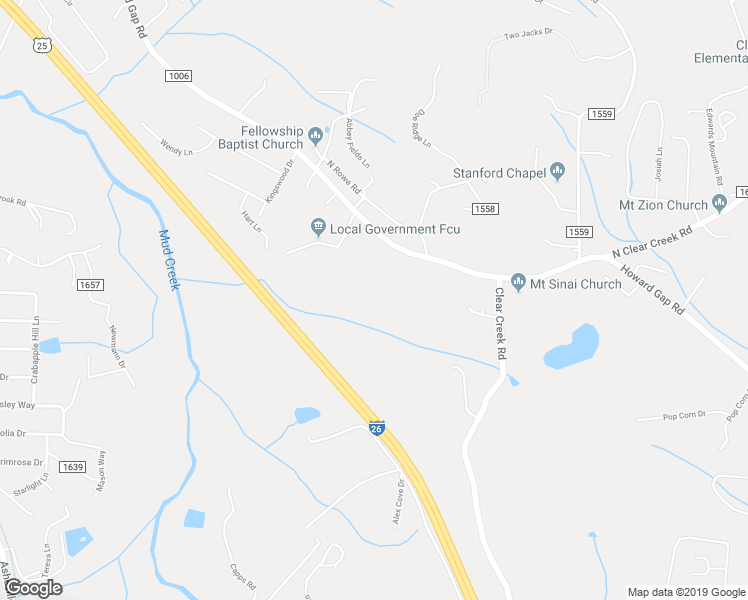map of restaurants, bars, coffee shops, grocery stores, and more near 2344 Howard Gap Road in Hendersonville