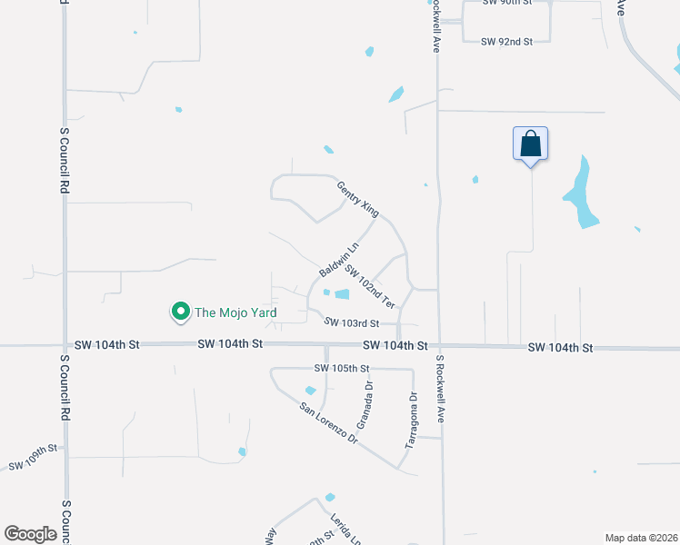 map of restaurants, bars, coffee shops, grocery stores, and more near 7200 Southwest 104th Street in Oklahoma City