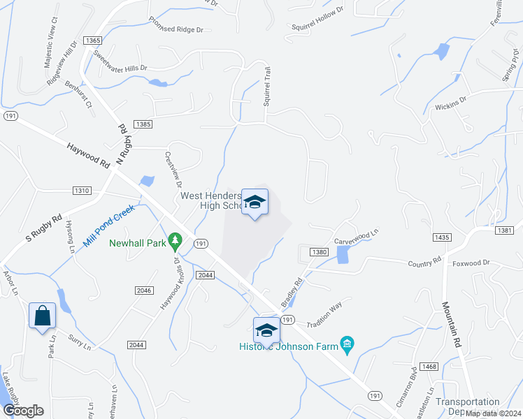 map of restaurants, bars, coffee shops, grocery stores, and more near 3600 Haywood Road in Hendersonville
