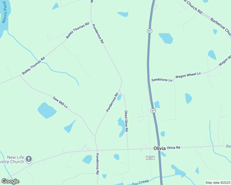 map of restaurants, bars, coffee shops, grocery stores, and more near 6185 Ponderosa Road in Sanford