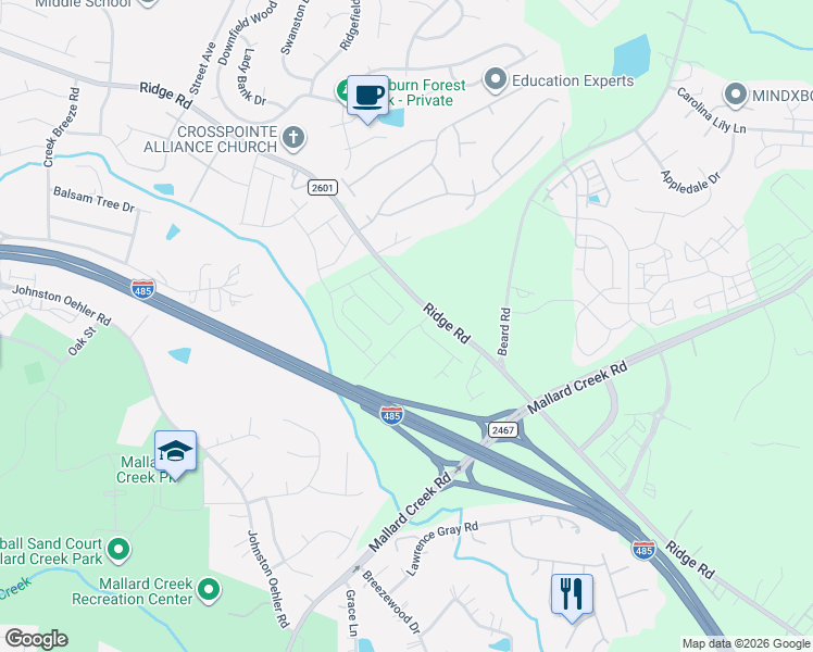 map of restaurants, bars, coffee shops, grocery stores, and more near in Charlotte