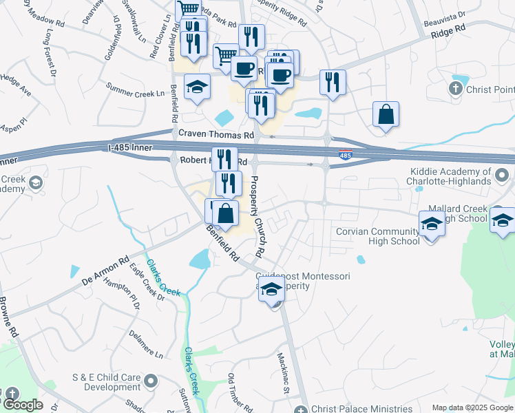 map of restaurants, bars, coffee shops, grocery stores, and more near in Charlotte