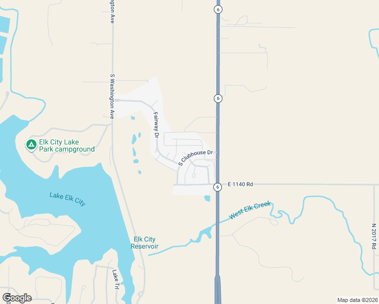 map of restaurants, bars, coffee shops, grocery stores, and more near 1-59 Clubhouse Court in Elk City