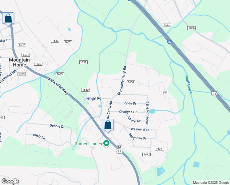 map of restaurants, bars, coffee shops, grocery stores, and more near 108 Brookside Camp Road in Hendersonville