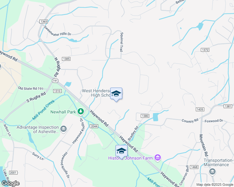 map of restaurants, bars, coffee shops, grocery stores, and more near 3600 Haywood Road in Hendersonville