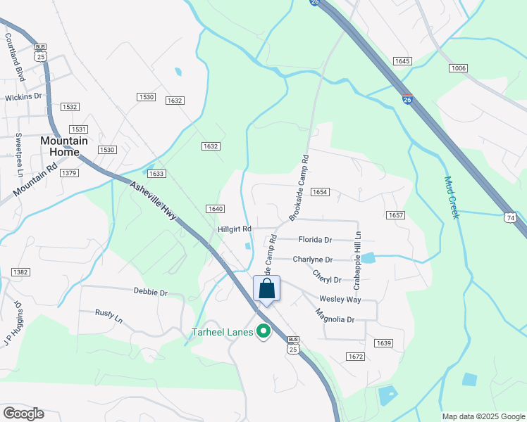 map of restaurants, bars, coffee shops, grocery stores, and more near 3315 Sandy Drive in Hendersonville
