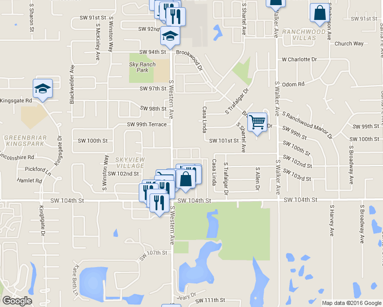 map of restaurants, bars, coffee shops, grocery stores, and more near 2 South Western Avenue in Oklahoma City