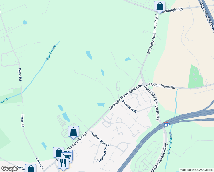 map of restaurants, bars, coffee shops, grocery stores, and more near 10355 Mount Holly-Huntersville Road in Huntersville